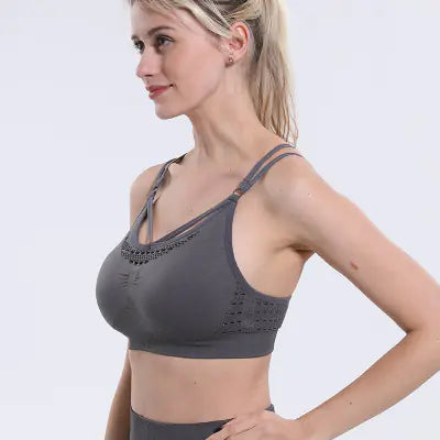 Women’s Wireless Sports Bra for Running & Fitness – Breathable Seamless Full-Cup Support