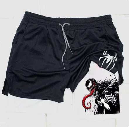 Marvel Venom Gym Shorts for Men – Spider-Man Fitness Workout & Training Shorts
