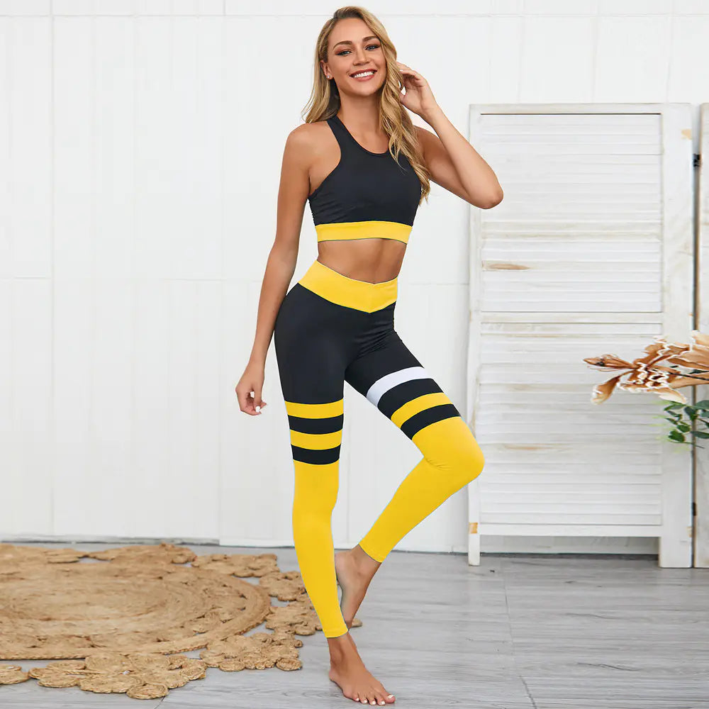 Women’s Tight-Fitting Yoga Workout Set – Seamless Top & Pants