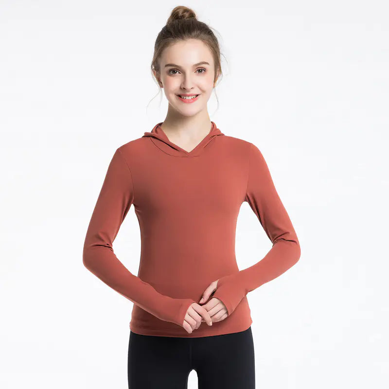 Women’s Long Sleeve Yoga Fitness Top – Breathable Nylon Stretch Workout Shirt for Training, Yoga & Activewear