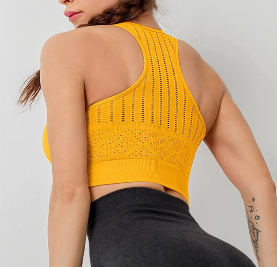 Breathable Mesh Back Sports Bra for Yoga and Running Fitness