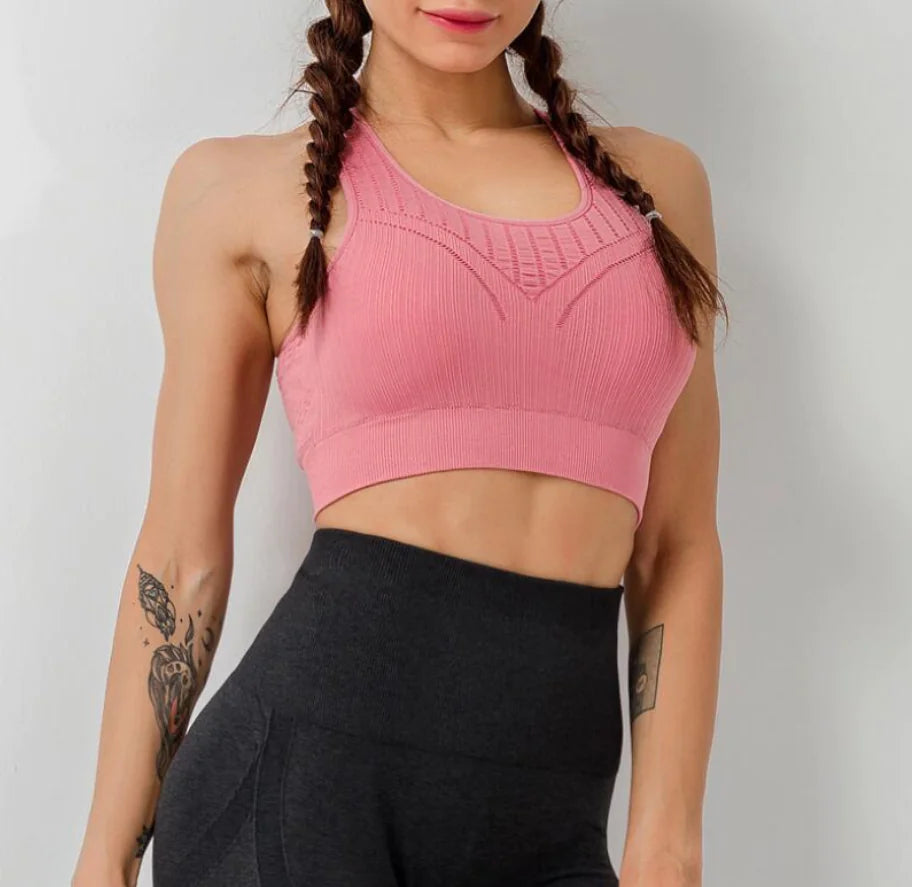 Breathable Mesh Back Sports Bra for Yoga and Running Fitness