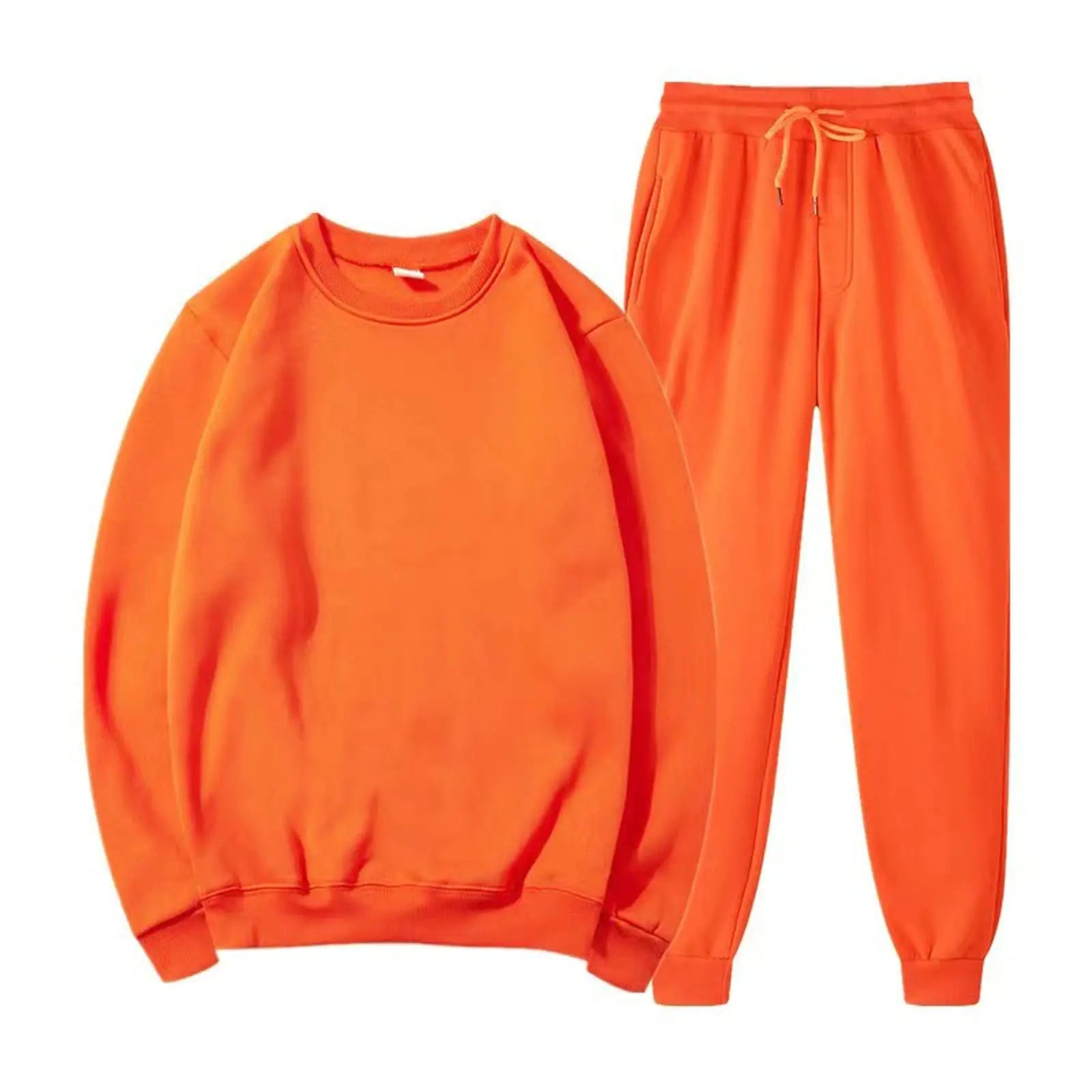 Sweatsuits For Men Workout Mens 2 Piece Crew Neck Tracksuit Set Jogging Suit Outfits Long Sleeve Sweatshirt and Sweatpants (Orange L)