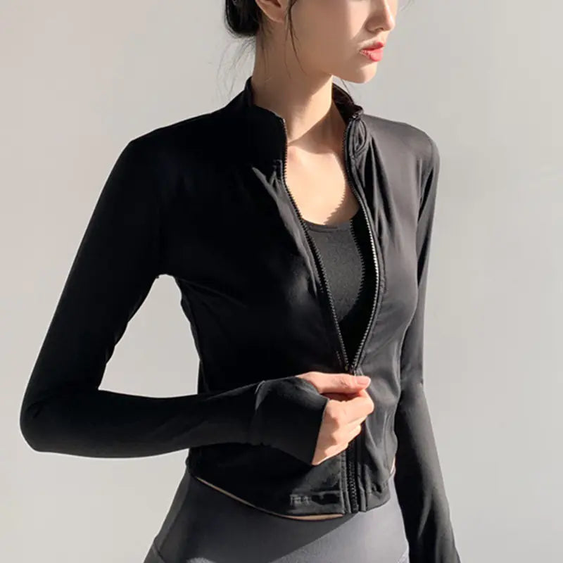 Women’s Long Sleeve Workout Jacket – Athletic Yoga & Running Fitness Jacket