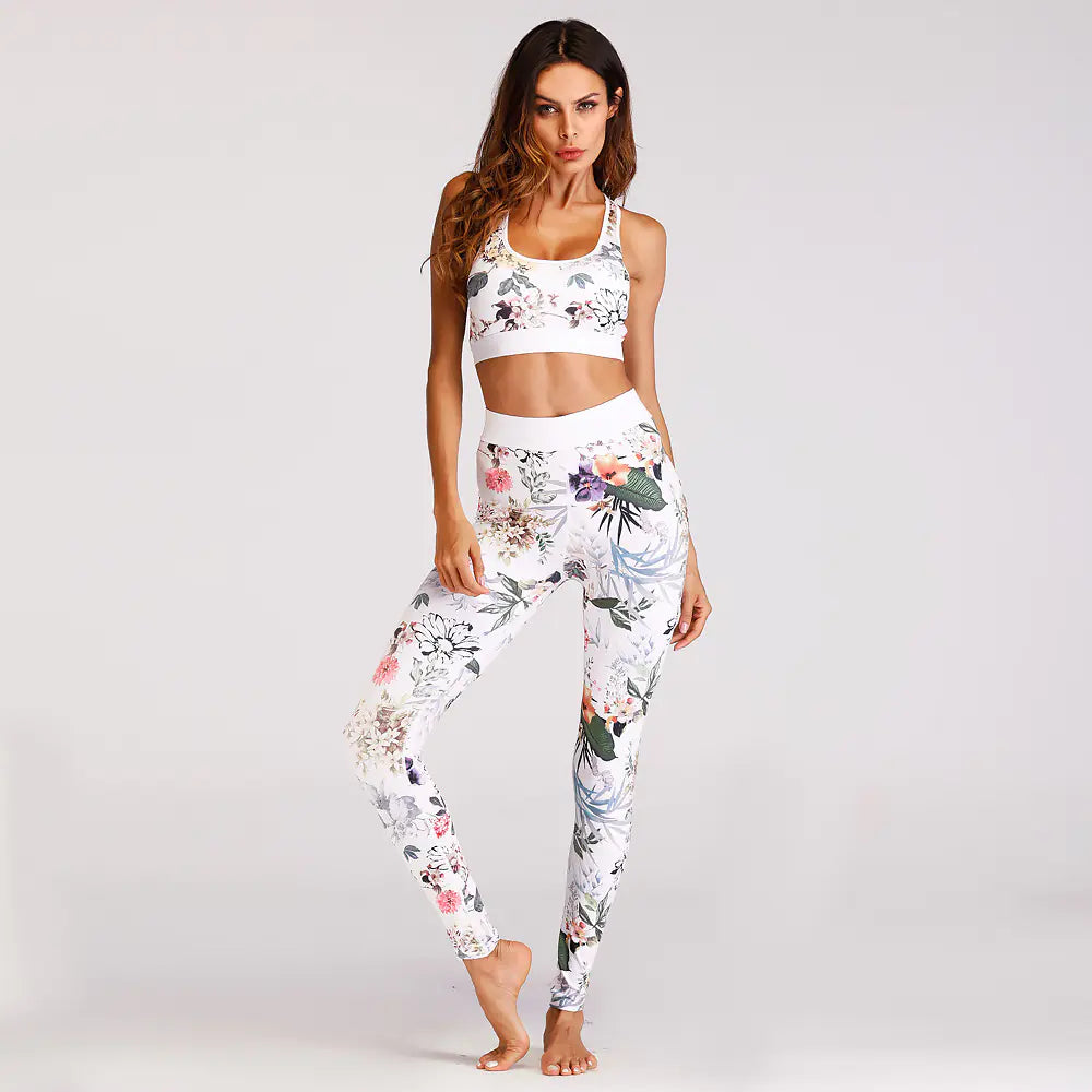 Women’s Floral Print Yoga Set – Sports Bra & Leggings Outfit