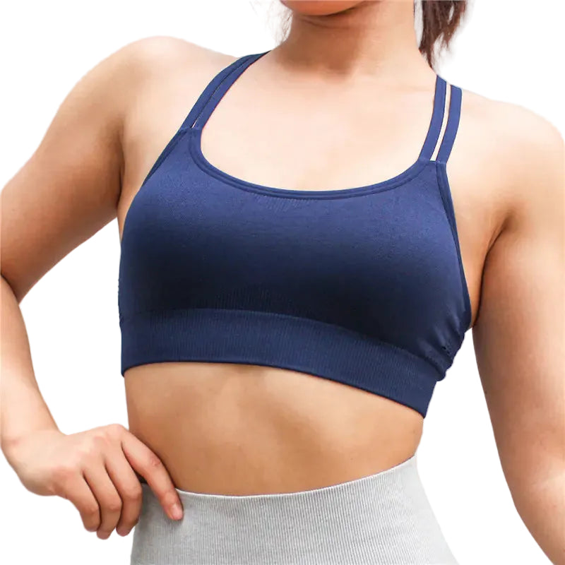 Women’s Cross Back Sports Bra for Fitness & Workout – Breathable Wireless Support