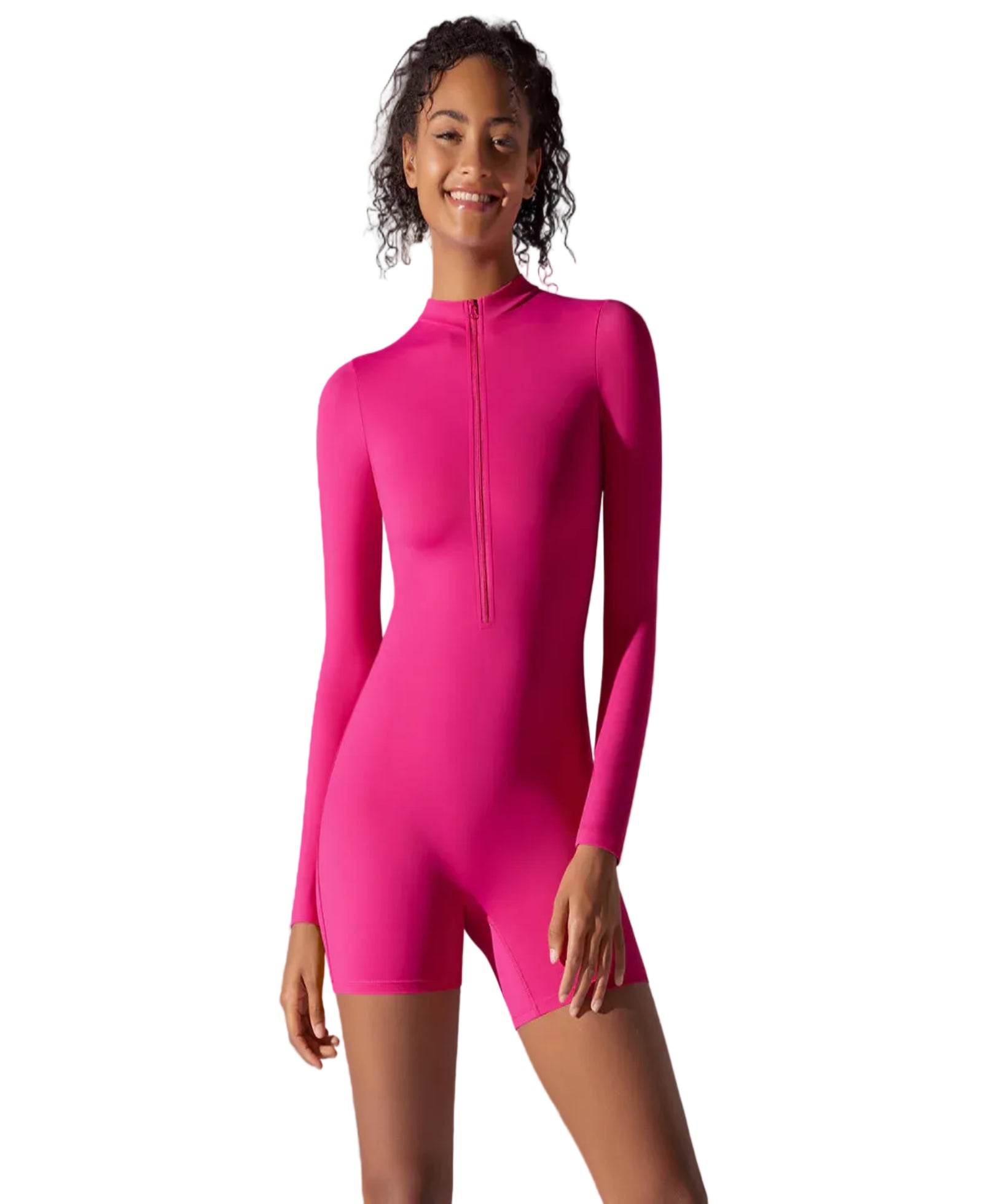 sleek summer zip-front workout Jumpsuit