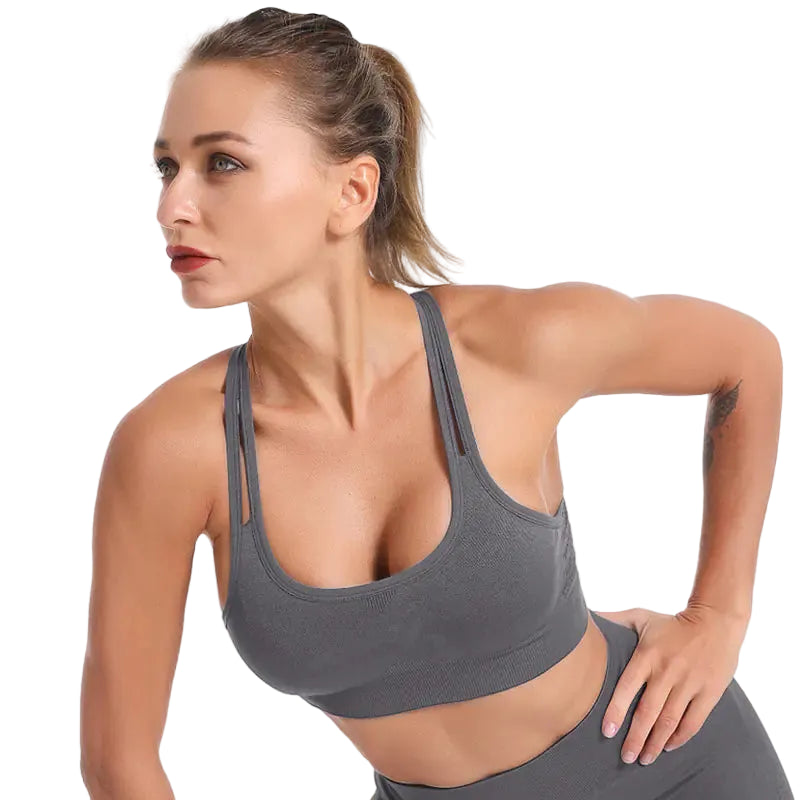 Women’s Cross Back Sports Bra for Fitness & Workout – Breathable Wireless Support