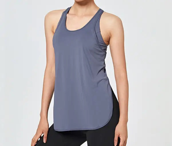 Women’s Sleeveless Yoga Vest with Built-In Chest Pad – Fitness Training Top
