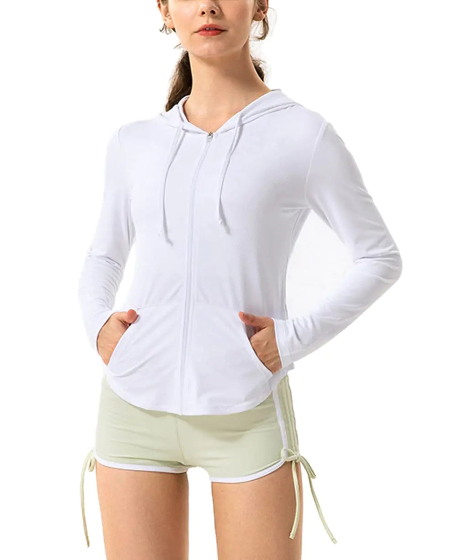 Women’s Lightweight Zip-Up Athletic Hoodie – Breathable Workout Jacket