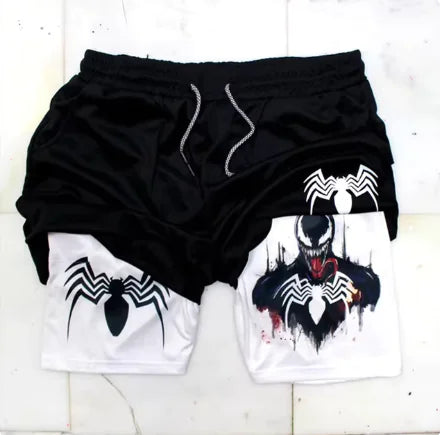 Marvel Venom Gym Shorts for Men – Spider-Man Fitness Workout & Training Shorts