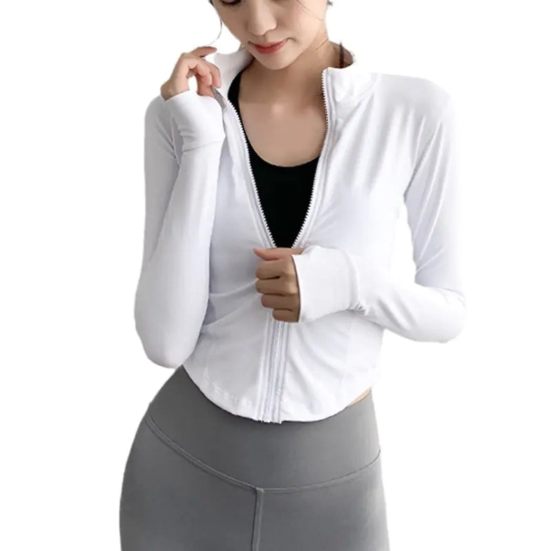Women’s Long Sleeve Workout Jacket – Athletic Yoga & Running Fitness Jacket