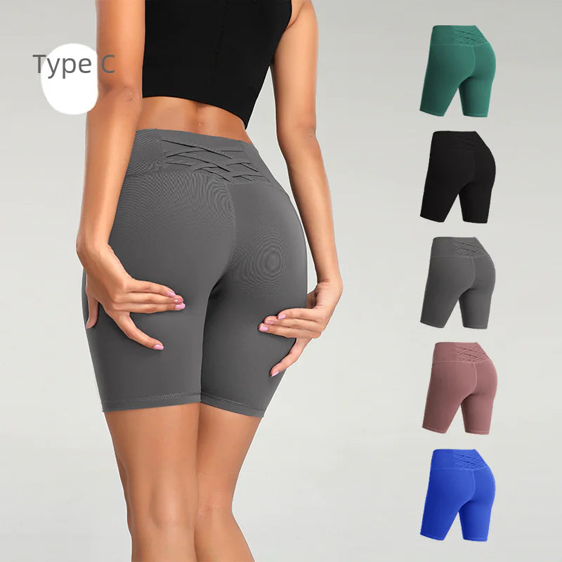 Women’s High-Waist Pocketed Yoga Shorts – Premium Studio-Style Fitness Wear