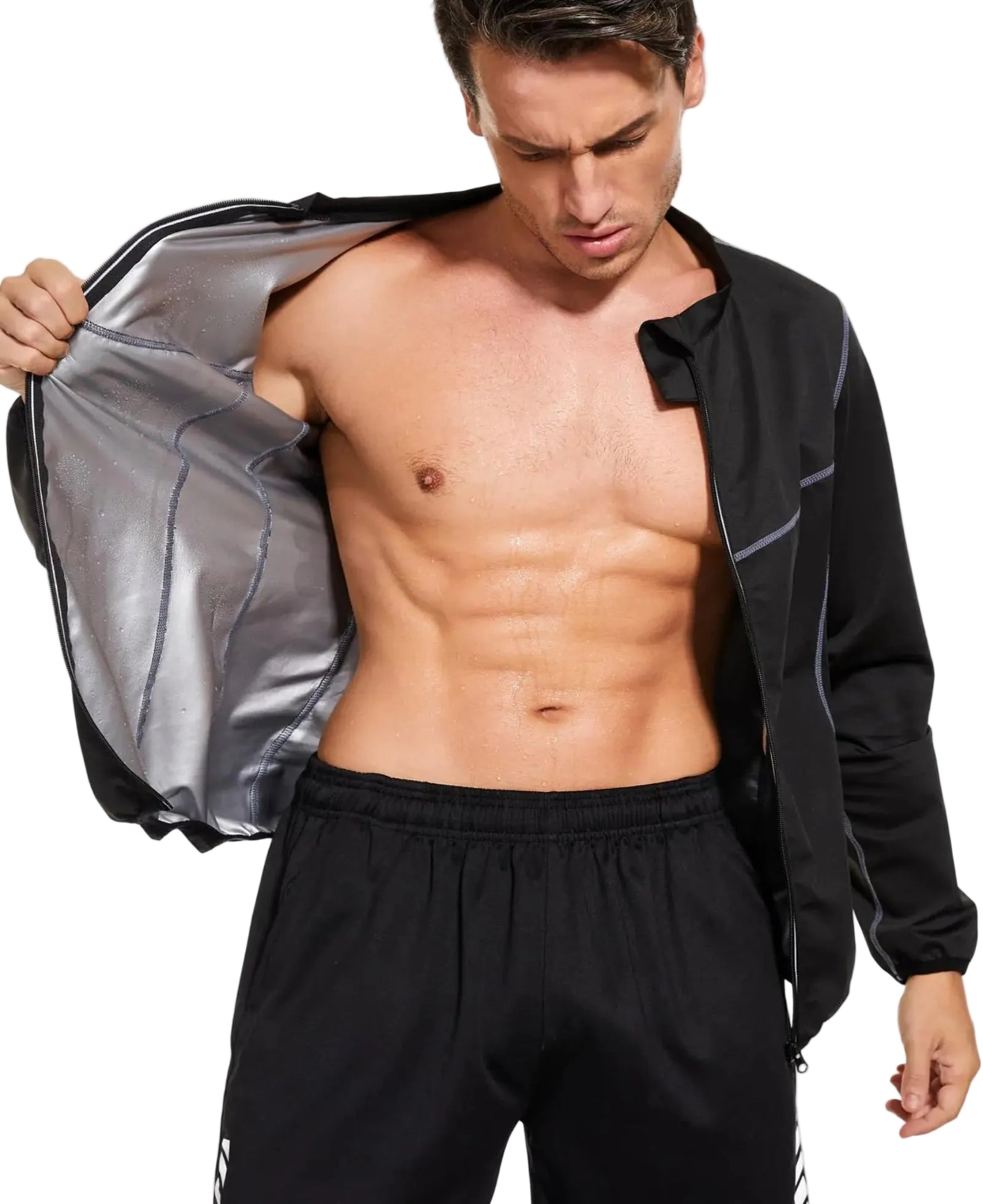 Men’s Sauna Sweat Jacket | Long Sleeve Zip-Up Workout & Gym Training Sauna Jacket