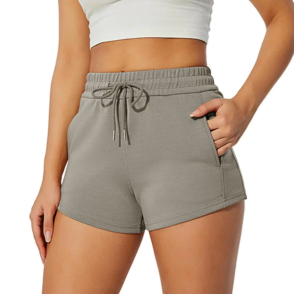 Women’s Workout Sweat Shorts – Soft Lounge & Gym Shorts with Pockets (Grey Green)